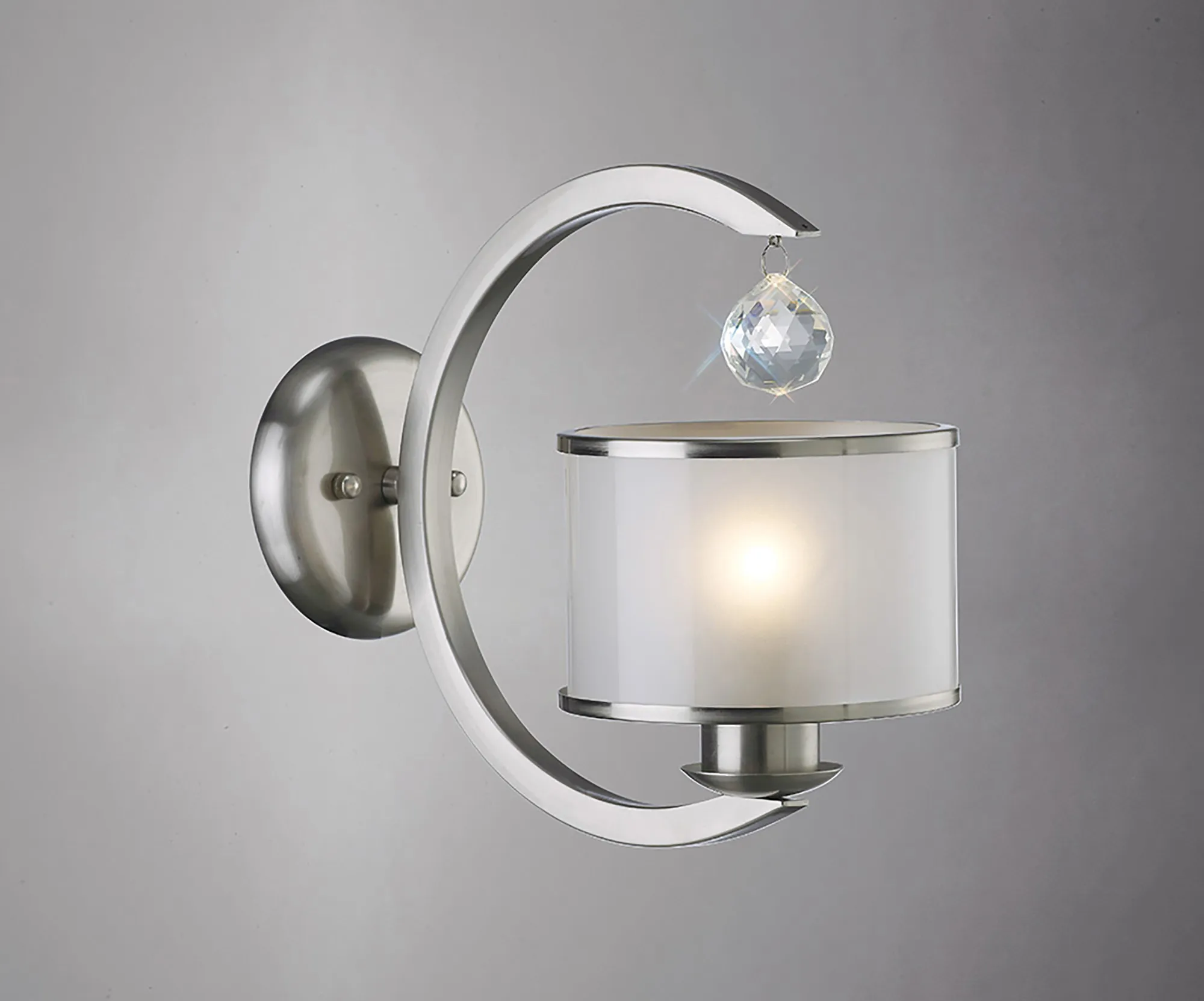 IL31231  Lincoln Crystal Wall Lamp 1 Light Satin Nickel